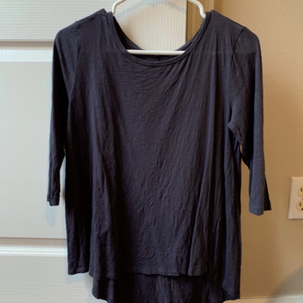 Loft 3/4 Sleeve high/low grey top